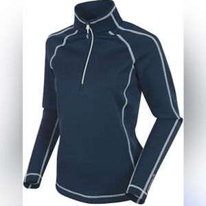 Sunice Women Navy White 1/4 Zip Long Sleeve Pullover Size Large Golf Athletic